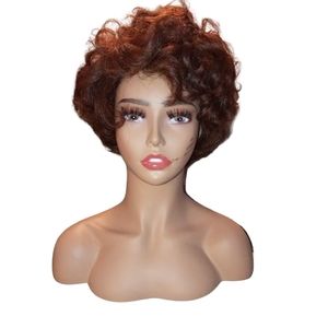 Coffee ☕️ | Brownish Red Curly Side Bob Human Hair Wig | via Instant Detailz